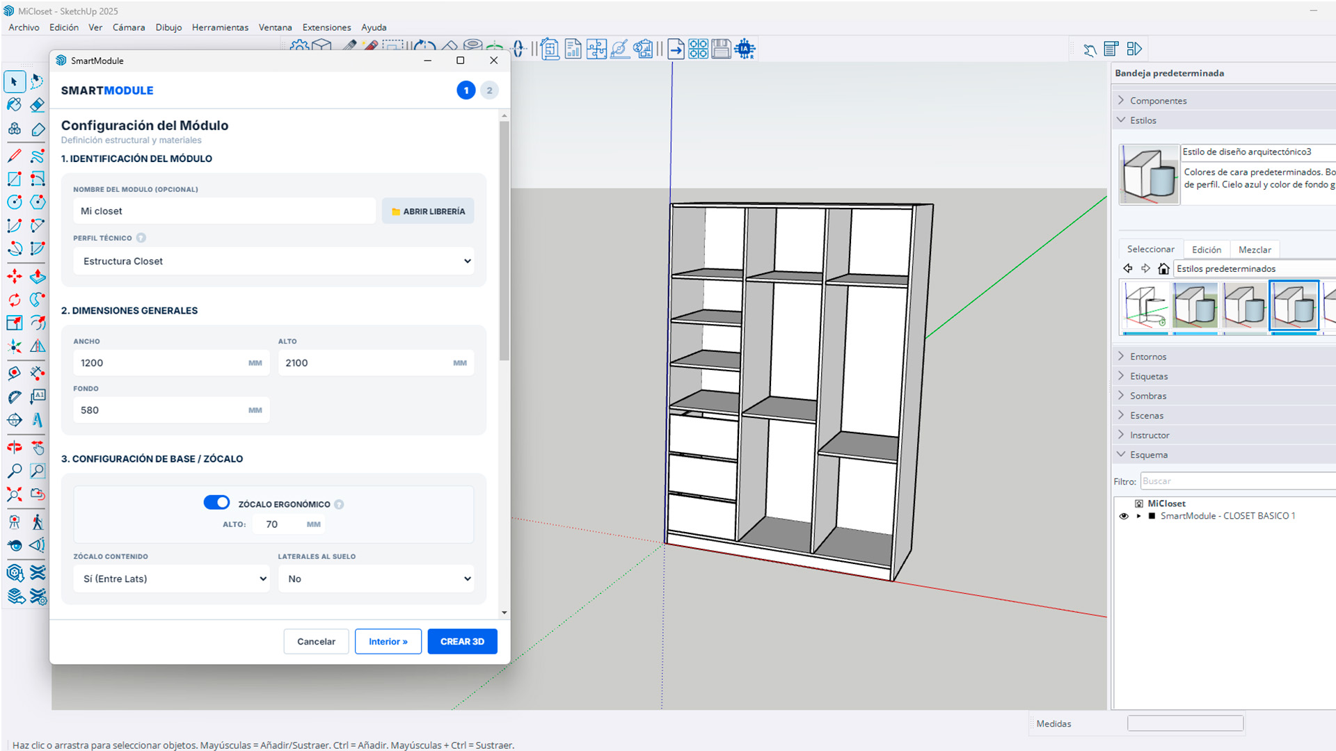 Entorno de Trabajo SmartModule en SketchUp